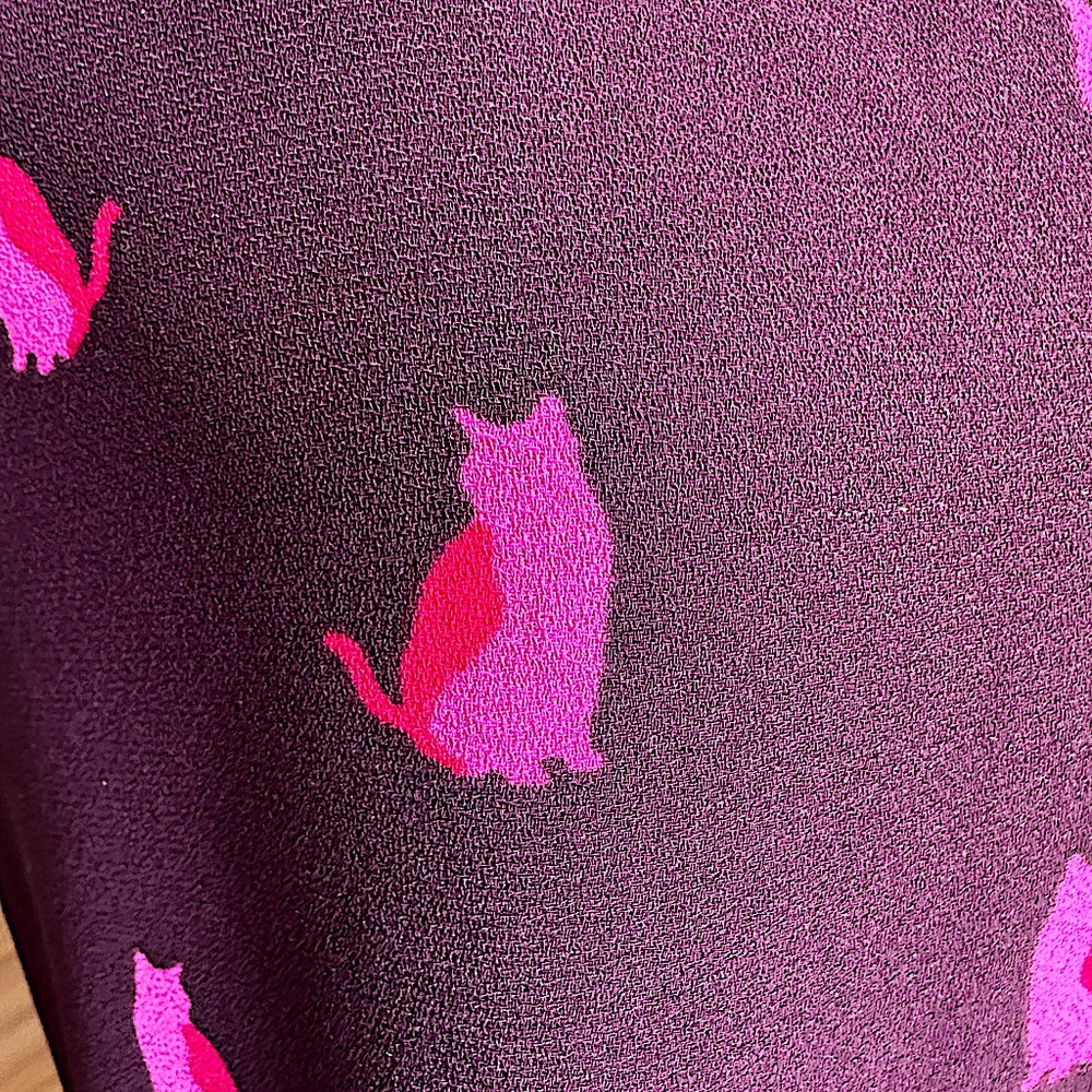 Ann Taylor LOFT purple & pink cat print shift dress size S Petite - Picture 9 of 13